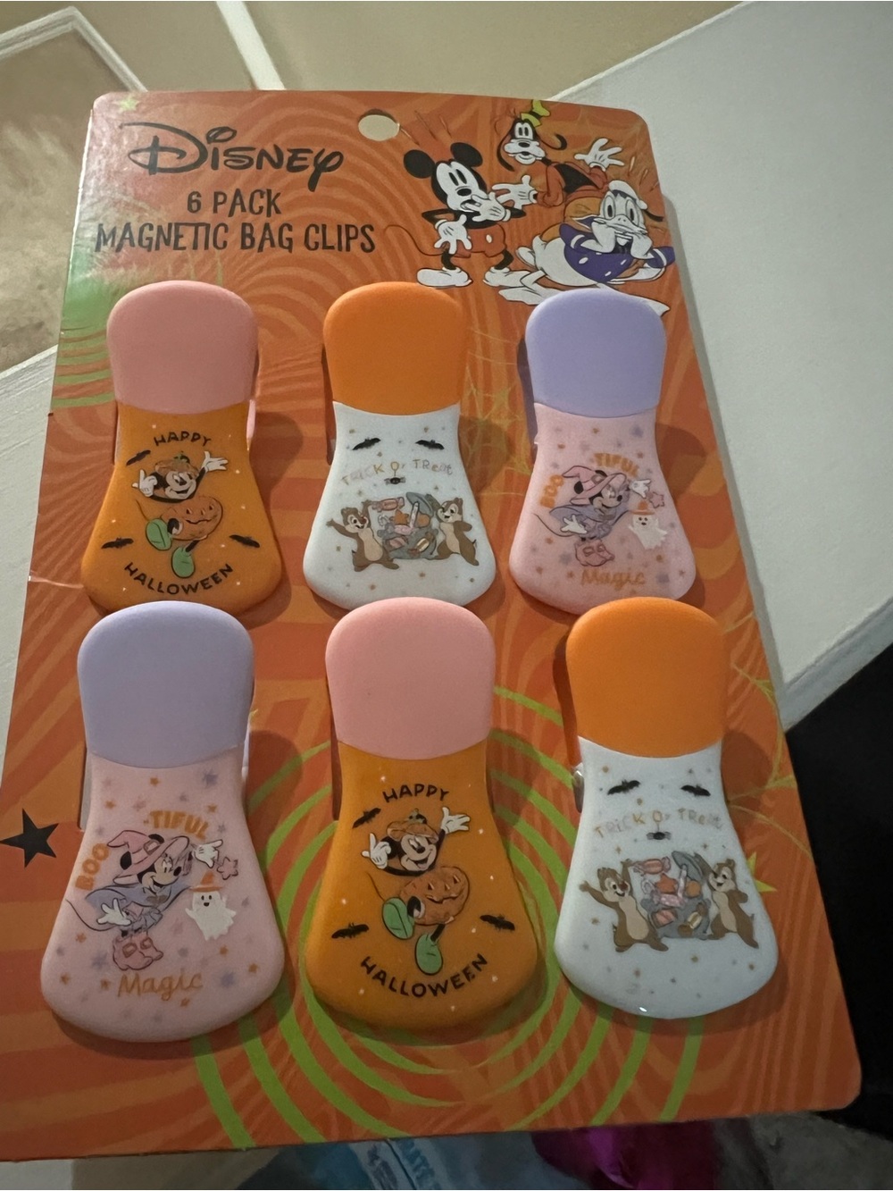 Disney Halloween Magnetic Bag Clips - Pink, Orange, Lavender, White